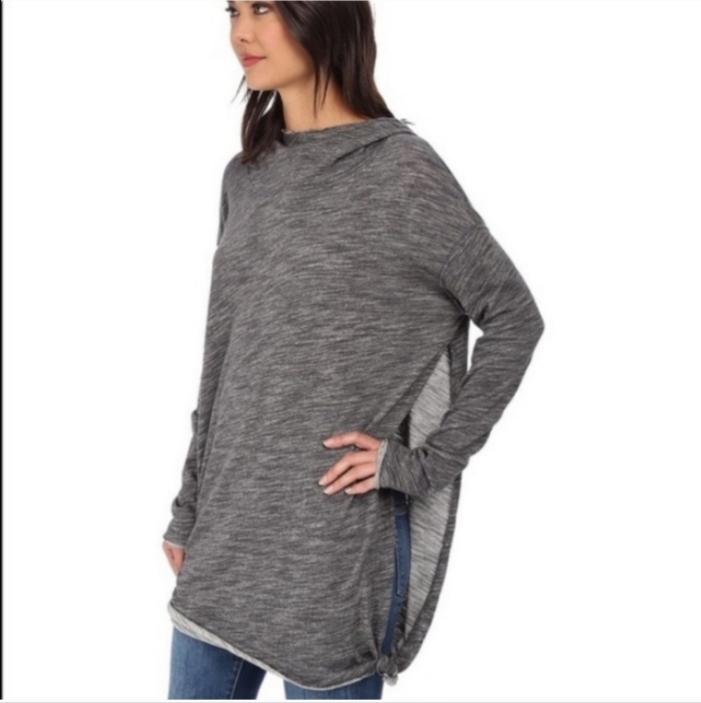 Free People Beach In A Hurry Hoodie Gray Over Sized Size Small NWT